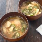 キムチと豆腐とオクラの夏スープ