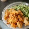 油は5mm♪鶏むね肉のキムチネギ塩から揚げ！