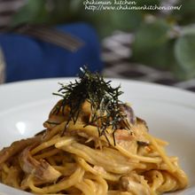 ツナと香ばしキノコの海苔クリームパスタ