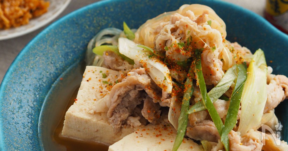 レンジ・豚こま肉使用！味しみ肉豆腐【節約・作り置き】