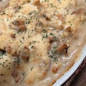 はるはるの作ってみた!投稿(簡単ホワイトソースで♪鶏肉と舞茸とれんこんのコク旨グラタン)