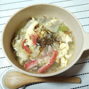 M＊Pの作ってみた!投稿(【もずたまスープ】トロッとしたもずくが止まらない♪)