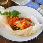 レンジで簡単！鱈の包み焼き・ラタトゥイユソース