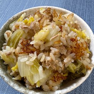 楽ラク手抜キッチン🐶🐾の作ってみた!投稿(炊飯器で簡単♪白菜とツナ缶の炊き込みごはん)