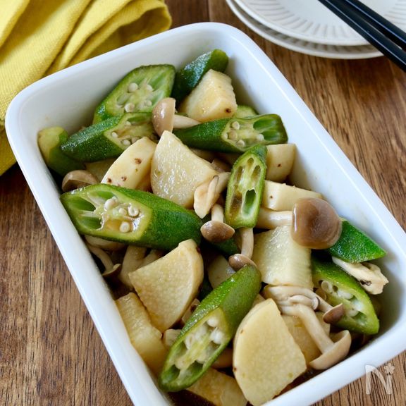 レンジで簡単＊おくらと山芋の柚子胡椒ぽん酢和え