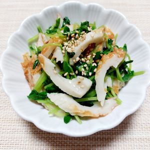 よっこの作ってみた!投稿(ちくわと豆苗の柚子胡椒和え)