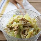 春キャベツ、鶏ささみの粒マスタードしょうゆ和え
