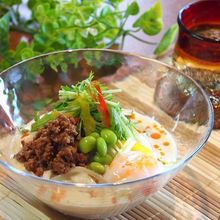 冷やし肉味噌うどん～まろやか豆乳スープ～