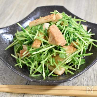 王道な味付け♪豆苗と厚揚げの甘辛炒め
