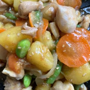 1098608の作ってみた!投稿(＼お弁当にも／ワンパンで作る【鶏むね肉とじゃがいものうま煮】)