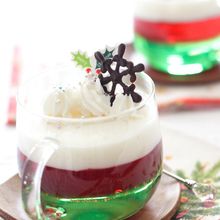 クリスマスカラーの3色ゼリー