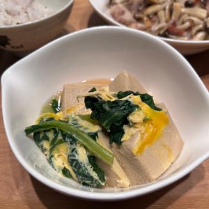 まなの作ってみた!投稿(＊高野豆腐と小松菜の卵とじ＊ほっこりおかず)