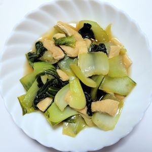 ふうかの作ってみた!投稿(チンゲン菜と油揚げの煮浸し【作り置き】)
