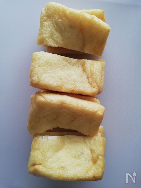 油揚げの生姜焼き下準備