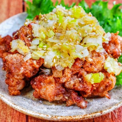 【豚こまねぎだれ】油淋風♪姜葱醤で風味豊か◎