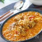 【鶏肉のカレーオイスター炒め煮】玉ねぎとトマトの水分のみ♪