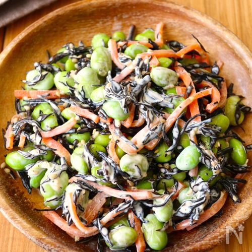 レンジで5分！【ひじきと枝豆の和風マヨサラダ】栄養満点副菜♩