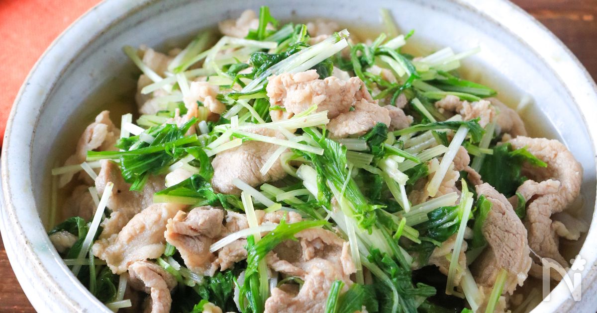 めんつゆで簡単！『豚こまと水菜のさっと煮』