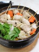 野菜たっぷり　豚巻き串鍋