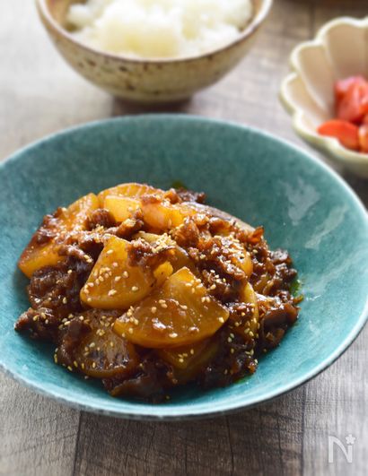 1/4本あっという間。ごはんが進む！牛肉と大根の韓国風炒め煮