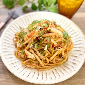 のりのり🐾🎀🤍の作ってみた!投稿(【キムトマガーリックねぎ焼きそば】ヘルシー♪肉なしでも大満足)