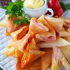 【子供も大人も大好き】ミニ三角春巻きハムチーズ&キムチーズ