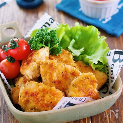 揚げない＆衣づけ不要♪『むね肉のコンソメチーズパン粉焼き』