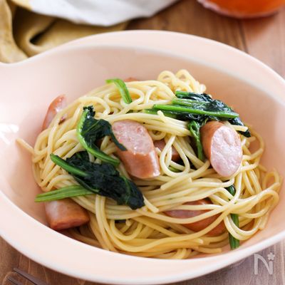 【シンプルに旨い♡】ほうれん草とウインナーの和風パスタ