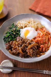 【甘辛肉のお手軽ビビンバ】絶品！お肉も野菜も一皿で♪