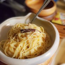 にんにくたっぷりパワー充填!ペペたまパスタ