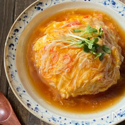半熟卵の天津飯