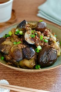 ごはんすすむ♡ナスと豚ひき肉の甘辛味噌炒め【丼・お弁当にも】
