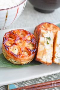 【ご飯に合う照り焼き味】鶏ささ身のれんこん挟み焼き