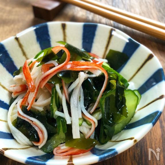 きゅうりとわかめとかにかまの酢の物