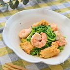 エビと豆苗のふんわり卵炒め