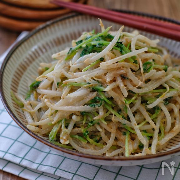 シャッキシャキ＊もやしと豆苗の和風ごまマヨサラダ＊