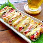 【おうち居酒屋】ちくわの紅生姜詰めチーズ焼き