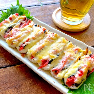 【おうち居酒屋】ちくわの紅生姜詰めチーズ焼き