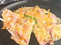 生地不要!!薄切りレンコンのチーズピザ