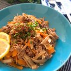 ビールもご飯も進む♡ちょっとエスニックなキンピラ牛肉炒め