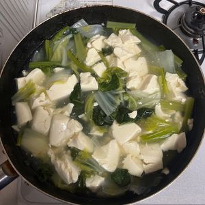 青リンゴの作ってみた!投稿(あっさりヘルシー♪白菜と小松菜のとろとろ豆腐♡ポン酢がけ😋)