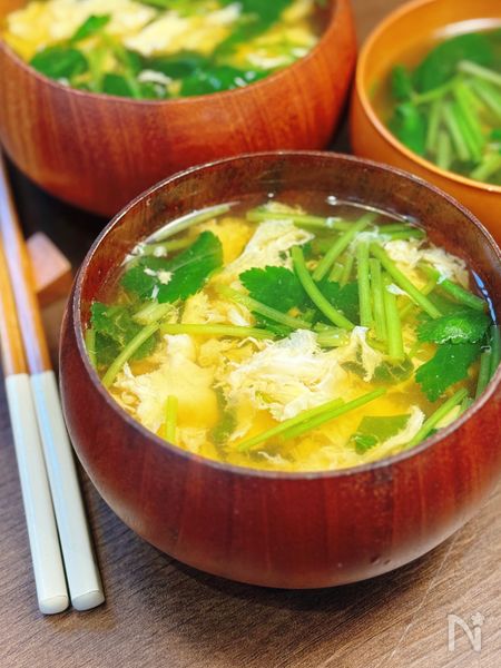 【三つ葉たっぷり ふわたま和風スープ】ふわっと優しい味わい♡
