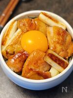 ご飯にどーんとのせて大満足◎【鶏肉とネギの照り焼き丼】