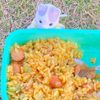すみれの作ってみた!投稿(5分かからず美味しい♡パラパラガーリックカレー炒飯)