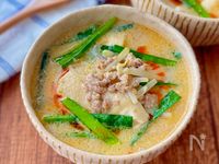 もやしと豆腐たっぷり♩コクうま豆乳担々スープ