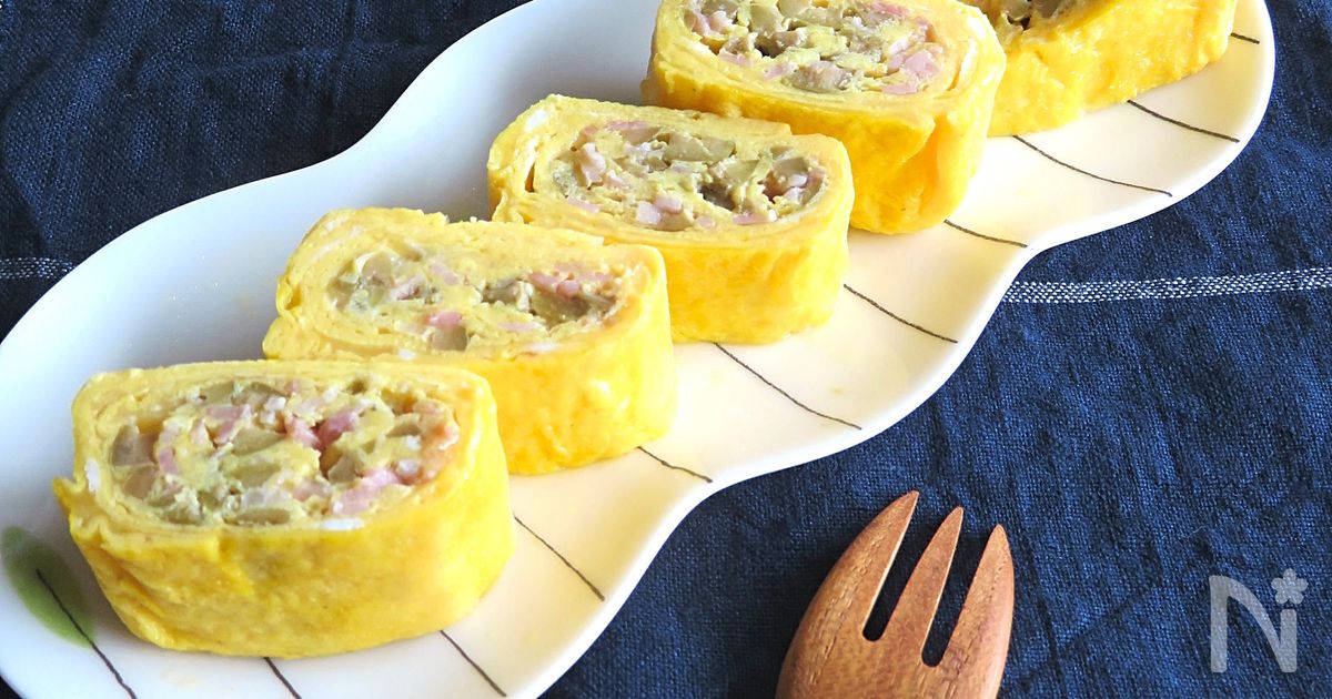 【卵焼き】お弁当に◎オリーブとベーコンのチーズオムレツ風