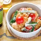 揚げない！揚げ鶏と夏野菜のガーリックハニマヨソース