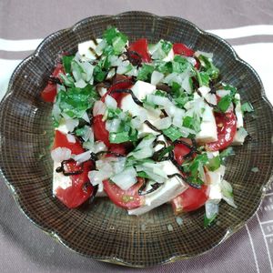 M＊Pの作ってみた!投稿(トマトと豆腐の和風カプレーゼ)