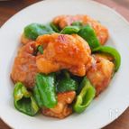 鶏肉とピーマンのしょうが焼き。ボリューム満点即効おかず