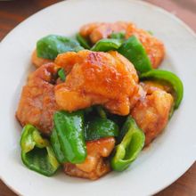 鶏肉とピーマンのしょうが焼き。ボリューム満点即効おかず